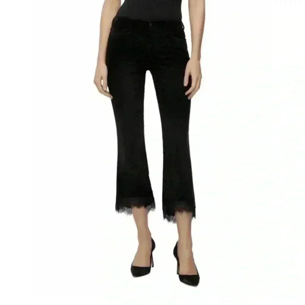 NWT J Brand Selena Midrise Crop Bootcut Velvet Jeans Black